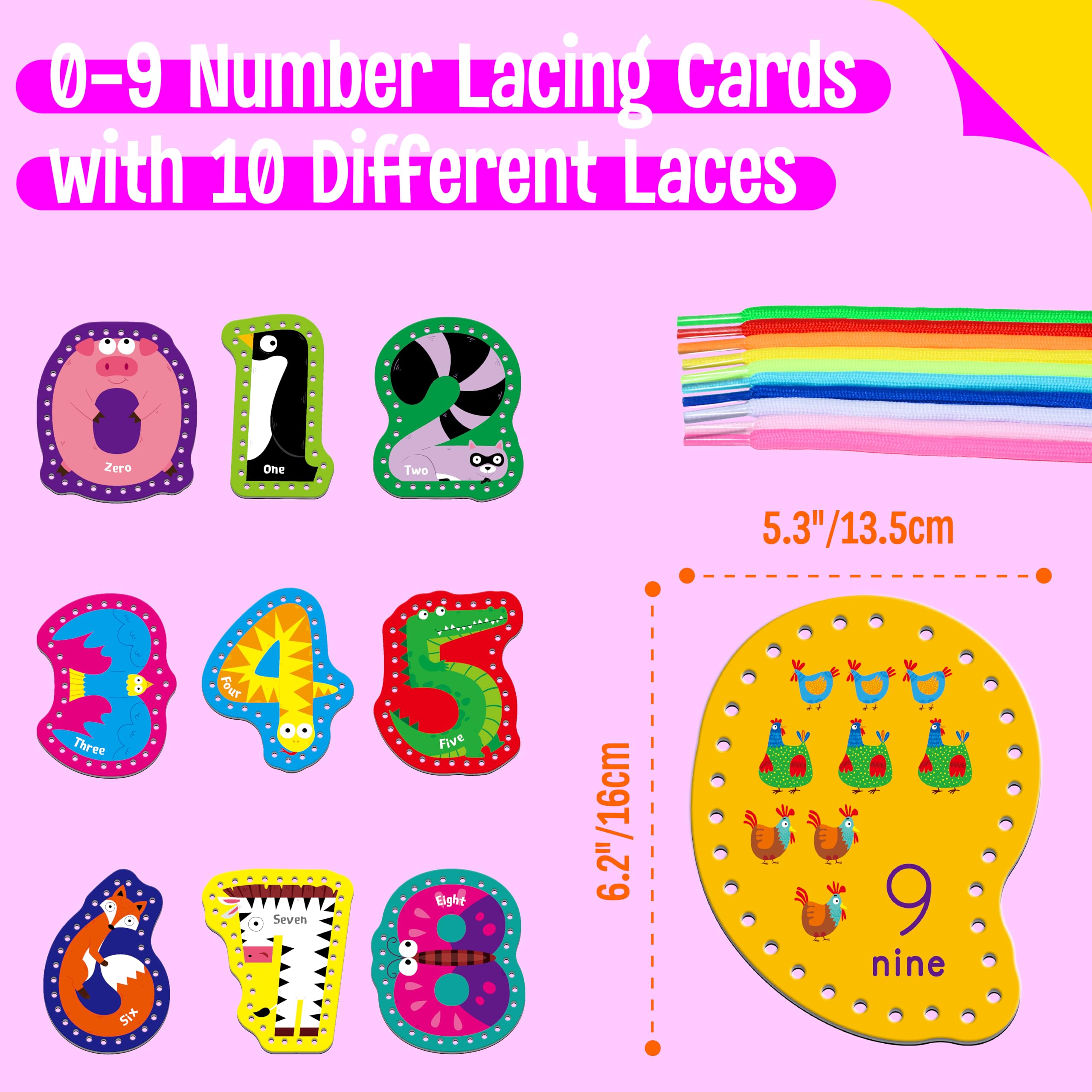 Amazon.com: 10 Pieces Number Lacing Cards, 0-9 Double Sided